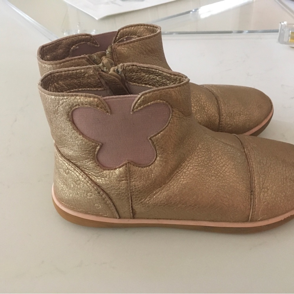 Livie & Luca rose gold leather boot.